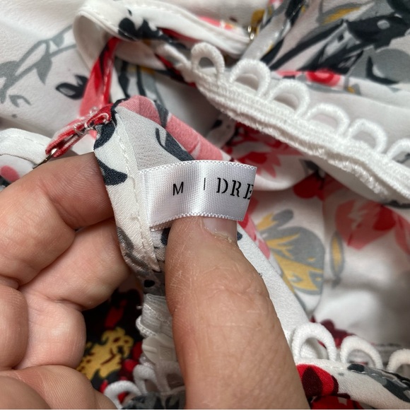 DRESSFO Womens Dress White Floral Hi Low Tiered Ruffle Fairy Cottagecore Sz 6 - Picture 7 of 13